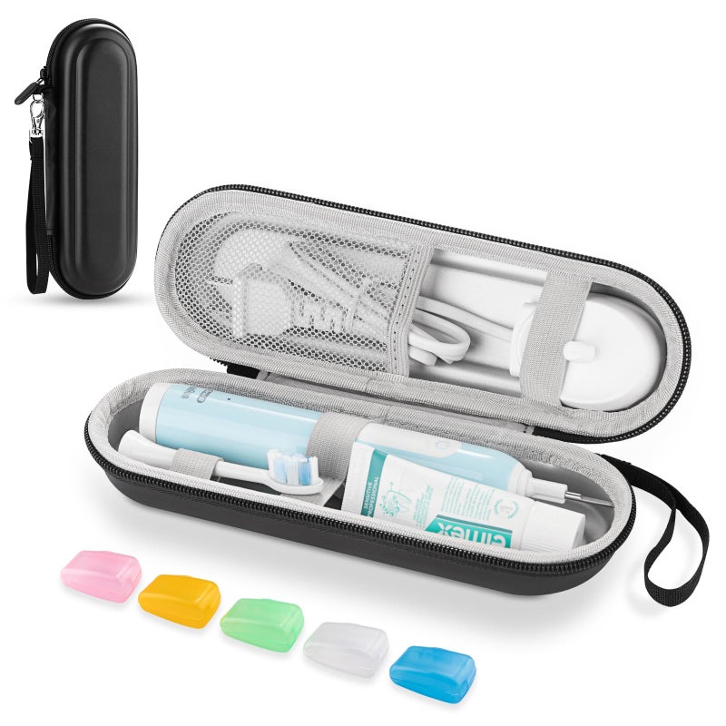 TYSORETY Toothbrush Travel Case for Oral B/Oral-B Pro 1000 1500 5000 7000 and Philips Sonicare 4100 1100 5300 5100 6100/ iO Series Electric Toothbrush, Hard Protective Storage Cases (Black case⋒)